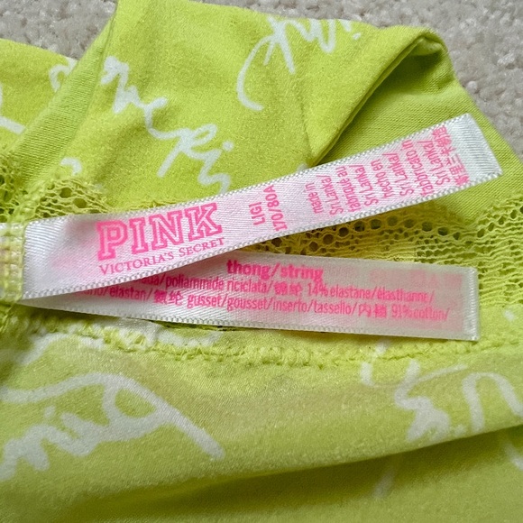 Victoria’s Secret PINK Sexy Yellow Logo smooth no show Thong Panties VS Large L - Picture 2 of 2
